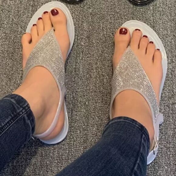 BRAND NEW RHINESTONES EMBELLISHMENTS JELLY CLEAR GLITTER SANDAL G1 - Picture 1 of 16